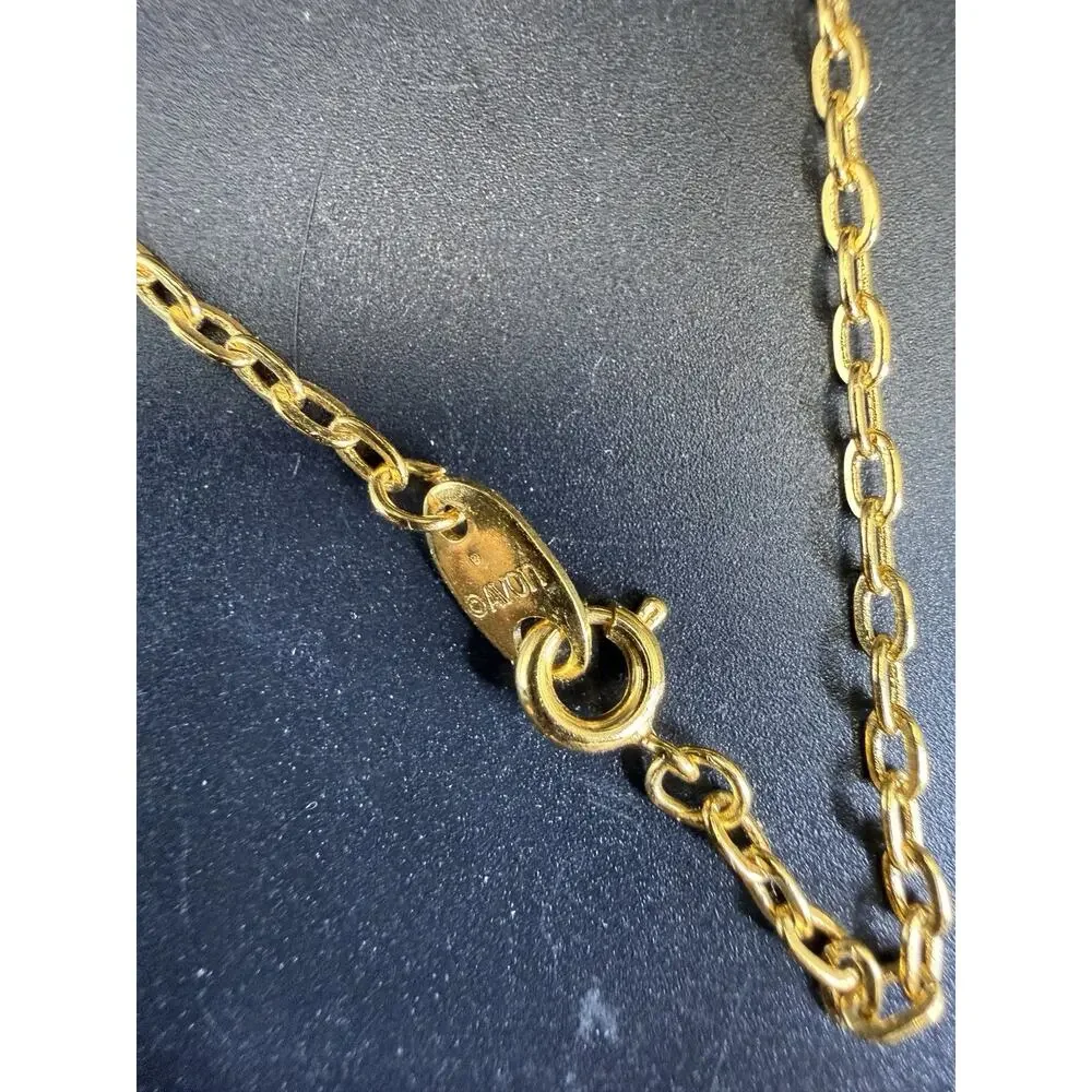 Vintage Avon 1992 Gold Tone “M” Initial Letter Pendant Chain Necklace 28” L
